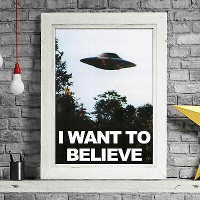 #ad 500189 WANT BELIEVE UFO Alien * 24x18 WALL PRINT POSTER $19.95