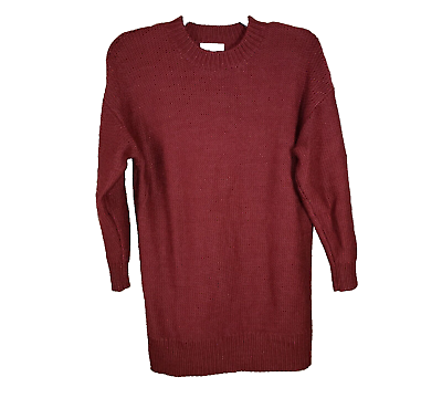 #ad Asos Size 2 Burgundy Maroon Shift Sweater Dress Long Sleeve Women#x27;s Stretch $19.59