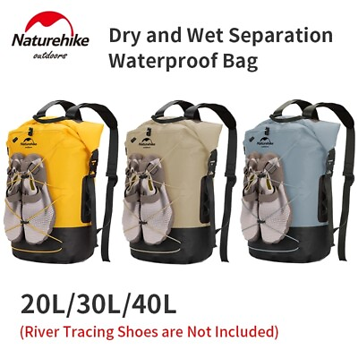 #ad TPU 20 40L Waterproof Backpack Dry Wet Separation High Capacity Wear Resistant $64.11
