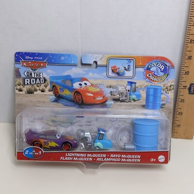 #ad Disney Cars Pixar Lightning McQueen On The Road Mattel 2 In 1 Color Changers $14.46