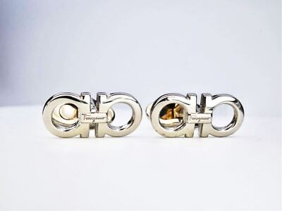 #ad Ferragamo Double Gancini Silver Color Cufflinks with Box Men#x27;s Accessories Suit $273.00