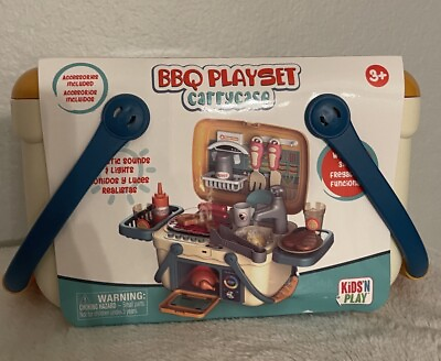 #ad Kids BBQ Grill Playset Carrycase Toy Realistic sounds amp; lights working Sink Gift $22.99