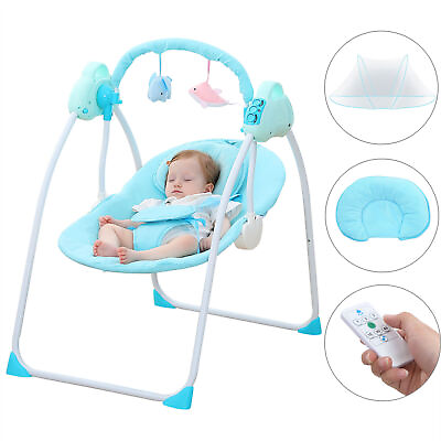 #ad Electric Baby Swing Cradle Bluetooth Music Remote Rocker Bouncer Swing Chair $60.01