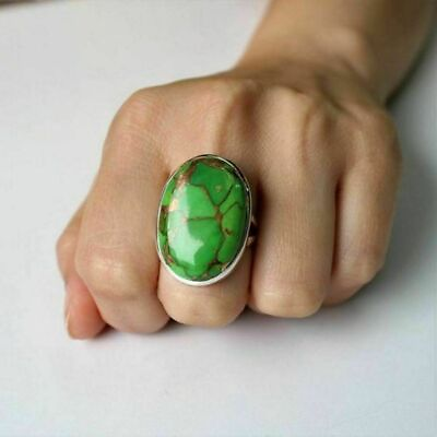 #ad Green Copper Turquoise 925 Sterling Silver Statement Handmade Ring All Size B47 $13.86