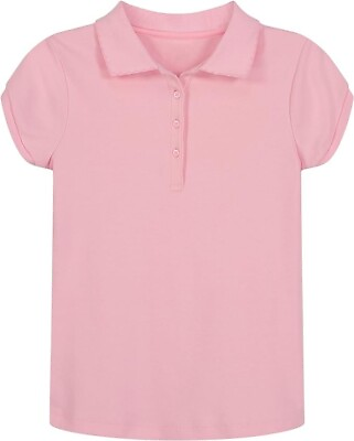 #ad Nautica Girls#x27; Little School Uniform Short Sleeve Pique Polo Light Pink 4 $15.60