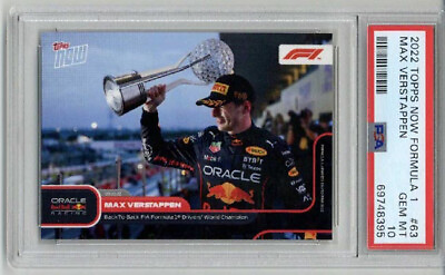 #ad 2022 TOPPS NOW FORMULA 1 BACK TO BACK F1 CHAMPION #63 MAX VERSTAPPEN PSA 10 $150.00