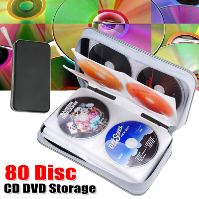#ad 80 Disc Large CD DVD Blu Ray Carry Case Holder Bag Storage Wallet Ring Binder $10.79