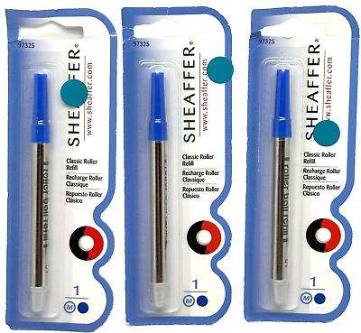 #ad 3 Sheaffer Ballpoint Refills Blue Ink Medium Line Stock No. 99325 $15.50