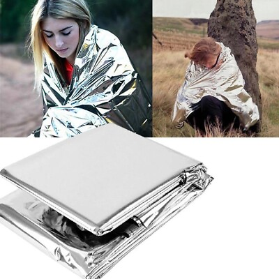 #ad 5 Pack Emergency BLANKET Thermal Survival Safety Insulating Mylar Heat 84quot; X52quot; $6.83