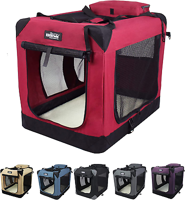 #ad 3 Door Folding Soft Dog Crate with Carrying Bag and Fleece Bed 2 Year Warranty $100.99