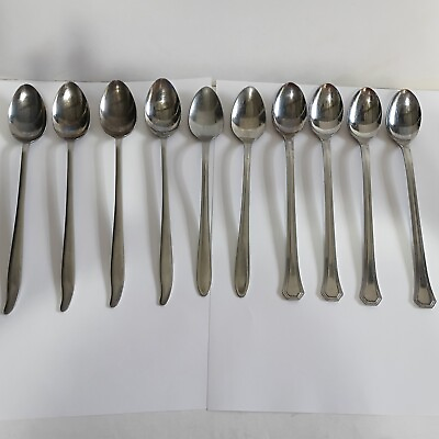 #ad Vintage Stainless Ice Tea Spoons Mixed Lot Of 10 Excel Linmark Wall 7.5quot; $20.00
