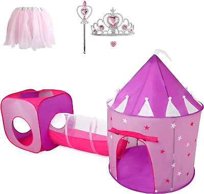 #ad Princess Play Tent Set with Dress up Tunnel Castle Playhouse Glow in the Dark $61.99