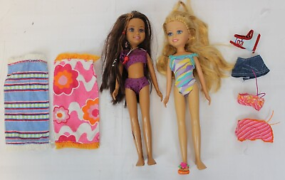 #ad Barbie 3 Wee Friends Splash Splash Set Stacie Janet Dolls Swimsuit Beach Pool $40.00