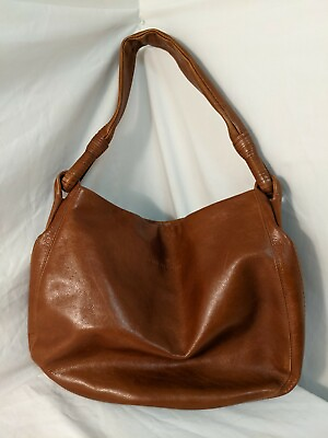 #ad Brown Leather Shoulder Bag by Derek Alexander ZIPPER PURSE travel heavy duty $65.00