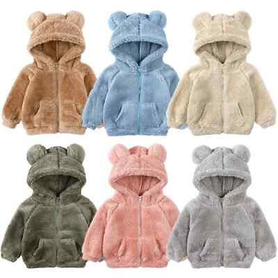 #ad Baby Boy Girl Fleece Jacket Winter Warm Teddy Coat Long Sleeve Hoodie Outerwear $16.99