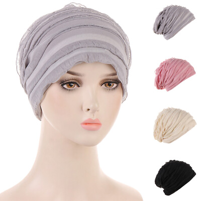 #ad Muslim Women Head Loss Chemo Cap Turban Ninja Beanie Headwear Wrap Hats Bonnet C $7.59