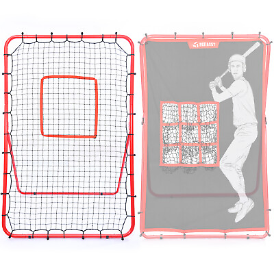 #ad Pitch Back Baseball Rebounder Net Softball Baseball Pitching Net Bounce Back Net $101.40