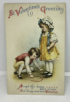 #ad Valentine Postcard Unsigned Ellen Clapsaddle St Valentines Kids Wolf Unused 102 $22.00