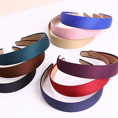 #ad 5 Mixed Color Wide 28mm 1.1quot; Alice Covered Satin Hair Band Headband Head Wear $8.63