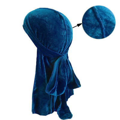 #ad 1PC Fashion Velvet Durags For Men Women Head Wrap Turban Hat with Long Tail Wide $8.63