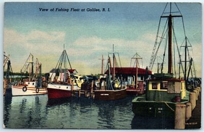 Postcard View of Fishing Fleet at Galilee Rhode Island $11.99