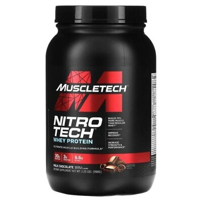 #ad MuscleTech NITRO TECH PERFORMANCE Whey Protein 2.2lb 25 Serv MILK CHOCOLATE $43.99