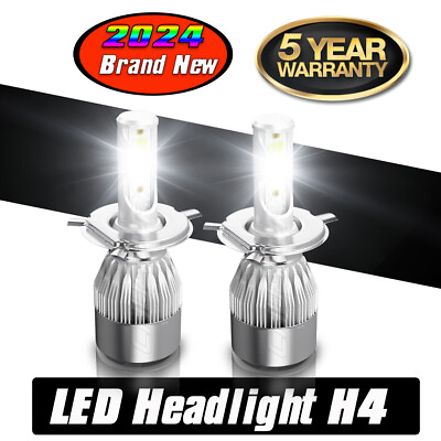 #ad PAIR H4 9003 HB2 LED Headlight Bulb Conversion Kit High Low Beam 6000K 7600LM $17.98