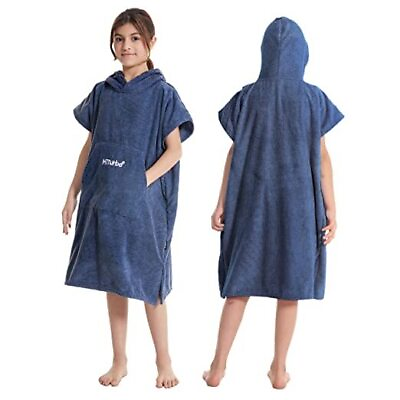 #ad Kids Changing Towel Robe Quick Dry Absorbent Surf Poncho Microfiber Navy $49.03