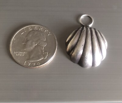 #ad Sweet Vtg Sterling Silver 925 Puffy Shell Pendant Charm $9.95