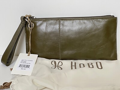 #ad Hobo International Vida Leather Clutch Wristlet Moss Green New $67.49