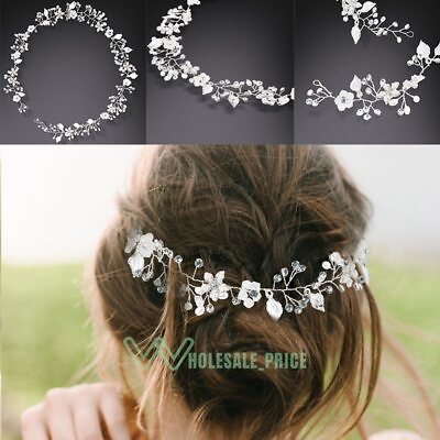 #ad Women Girl Bride Wedding Crystal Pearl Hair Head Band Flower Headband Headpiece $9.99