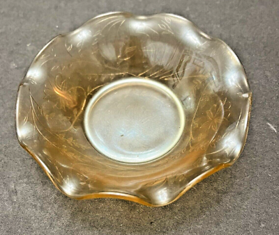 #ad Vintage Jeanette Floragold Iridescent Fluted Wavy Edge Bowl 5” $8.00