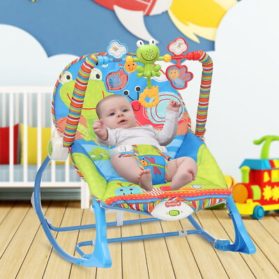 #ad Baby Bouncer amp; Rocker Seat with Vibrations and Removable Blue^ $62.09