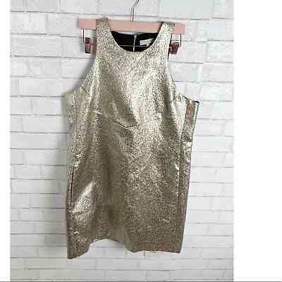 #ad 1. State Gold Metallic Jacquard Mini Dress Size Large $38.00