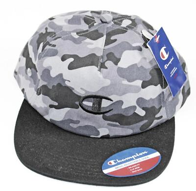#ad Champion Sports Baseball Cap Hat Flat Brim Relaxed One Size Adjustable Gray Camo $9.99