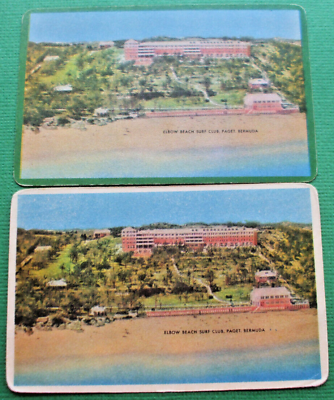 #ad 2 Vintage Swap Playing Cards blank bk Resort ELBOW BEACH SURF CLUB PAGET BERMUDA $2.00