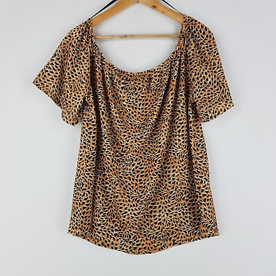 #ad Love Tees Womens Size 20 Animal Print Top Off Shoulder Elastic Top Shaped AU $16.00