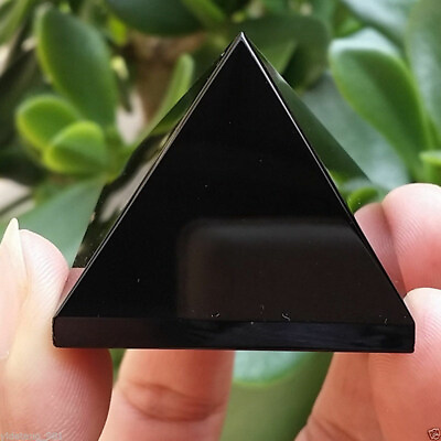 #ad Natural Black Obsidian Quartz Stone Pyramid Chakra Healing Reiki Crystal Tower $4.49