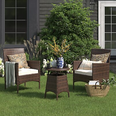 #ad Barton 3 Pieces Outdoor Wicker Chair Set Rattan Patio Furniture Seat Cushions $119.95