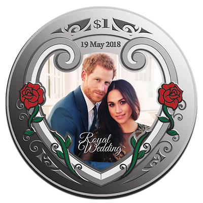 #ad 2018 1 OZ Silver Proof Coin Royal Wedding Prince Harry and Meghan MARKLE $107.10