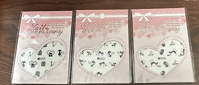 #ad 3 Packs Cats Heart Watermark Nail Decals Water Transfer Art Stickers Akoak $3.00