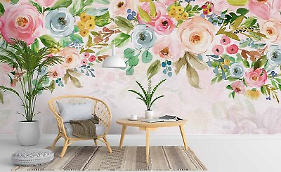 #ad 3D Plant Floral Leaf Rose Pink Self adhesive Removeable Wallpaper Wall Mural1 $249.99