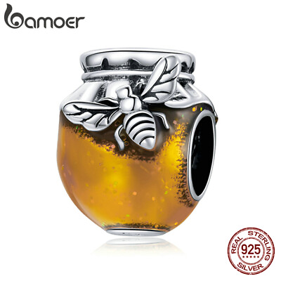 #ad BAMOER European 925 Sterling Silver DIY Charm Enamel Honey jar Bead For Bracelet $11.19