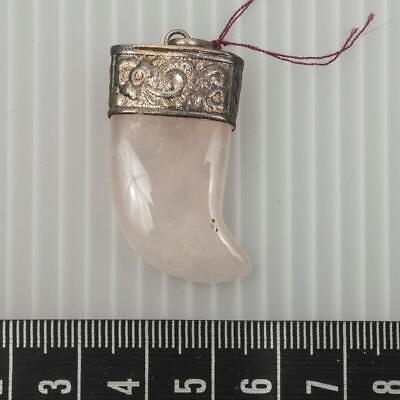 #ad Handcrafted Polished Rose Quartz Boar Tooth Magick Pendant itm $17.49