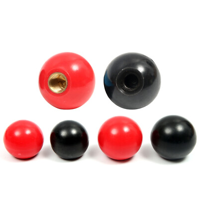 #ad M4 M12 Black Red Round Ball Resin Ball Knobs Bakelite Lever Knob Grip Handles $50.33