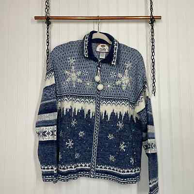 #ad Tiara International Ugly Christmas Cardigan Sweater Full Zip Snowman Size XL $45.00
