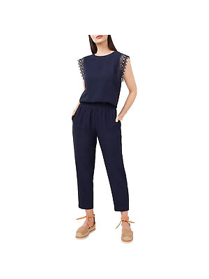 #ad VINCE CAMUTO Womens Navy Back Keyhole Button Closure Cap Sleeve Round Neck Top M $4.24