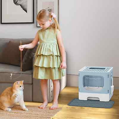#ad Enclosed Cat Litter Box Toilet Odorless Slide Out Tray Self Cleaning With Scoop $28.04