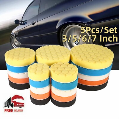 #ad 7 6 5 3INCH Car Buffing Pads Polishing Waxing Foam Polisher Sponge Kit for Drill $17.49