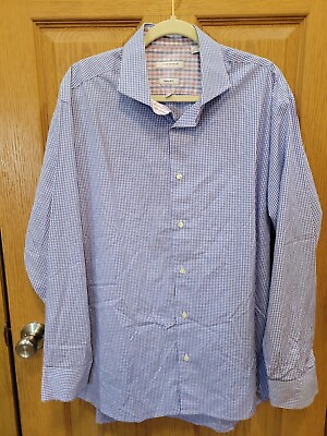 #ad Isaac Mizrahu New York Shirt Mens 17 1 2 34 35 Button Long Sleeve Slim Fit $9.99